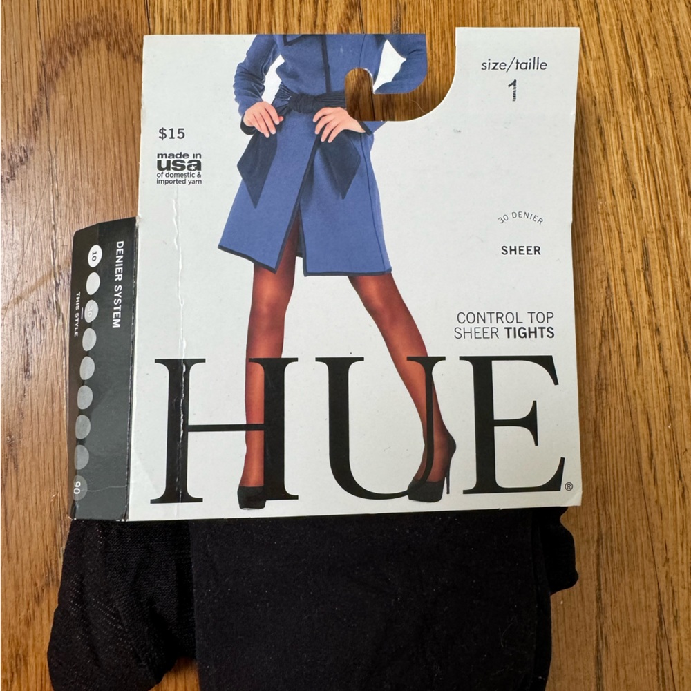 NWT Hue control top tights, sheer in black